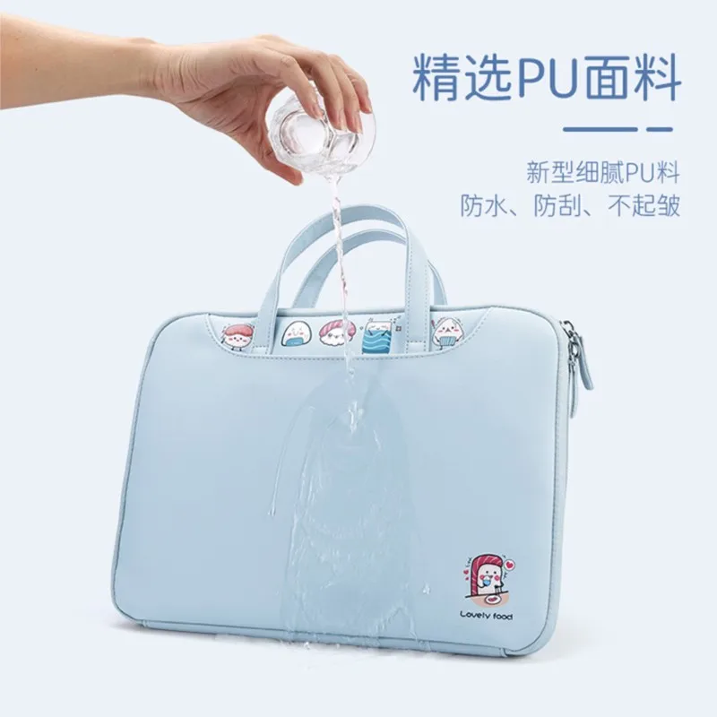 Ins Cute Blue Laptop Bag 13.3 15.6 14 Inch Waterproof Notebook Case Sleeve Macbook Air Pro 13 15 Computer Briefcase Bag Women