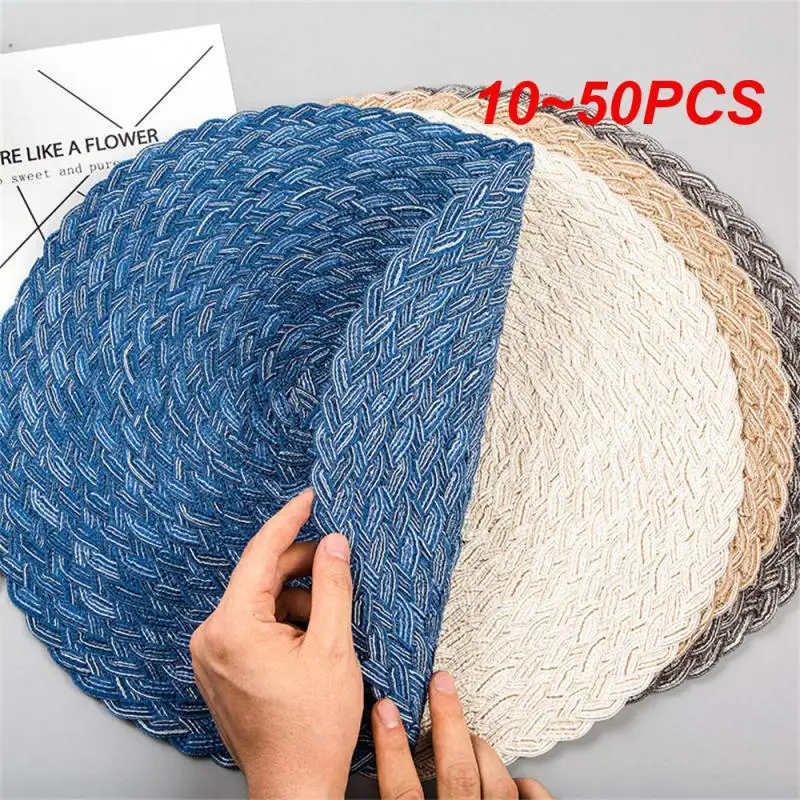 10~50PCS Knitted Mats Meet Your Needs Expert In Desktop Protection Heat-resisting Japanese Thermal Insulation Pad Natural