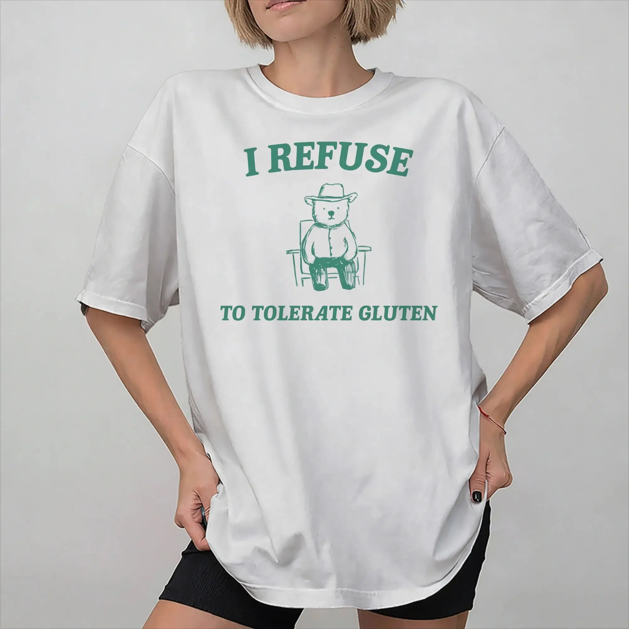 I Refuse to Tolerate Gluten Meme Graphic Printed T Shirts for Men Women  Cotton  Tee Shirt Clothes
