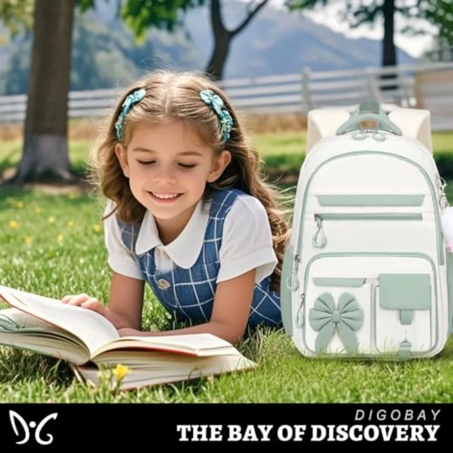 Backpack for Girls 3PCS Girls Backpack for School with Lunch Bag Pencil Case Cute Teens Bookbag for Kindergarten Elementary Pre - Detail 1