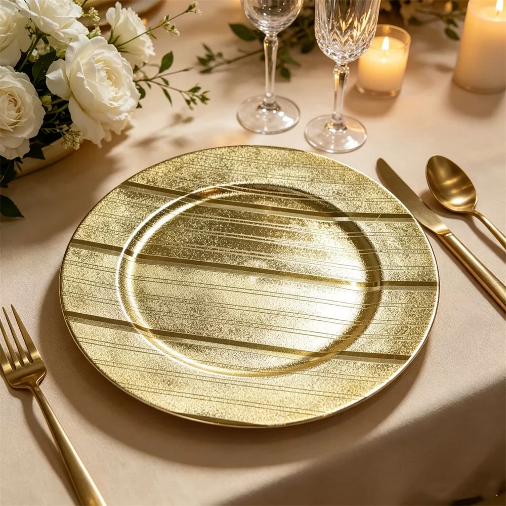 Wedding Gold Plated Decorative Plastic Charger Plate - New Fashionable Export Model Electroplated Dinnerware for Special Occasio