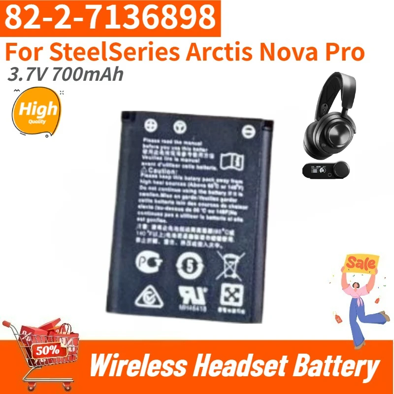 

82-2-7136898 61527 High Quality Wireless Headset Replacement Battery 3.7V 700mAh for SteelSeries Arctis Nova Pro Brand New