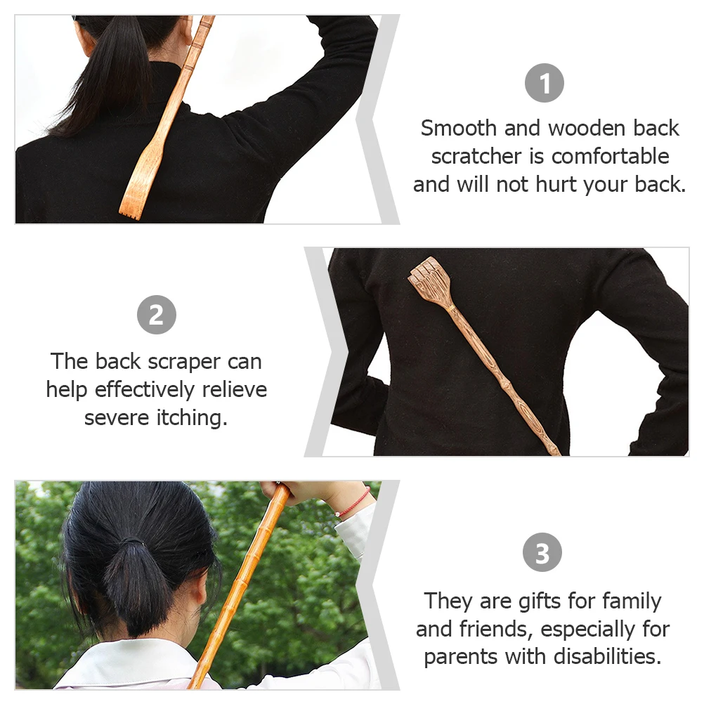 

Wooden Back Scratcher Long Handle For Itching Relief Durable Body Massager Portable Household Tool For Elderly Pregnant Women