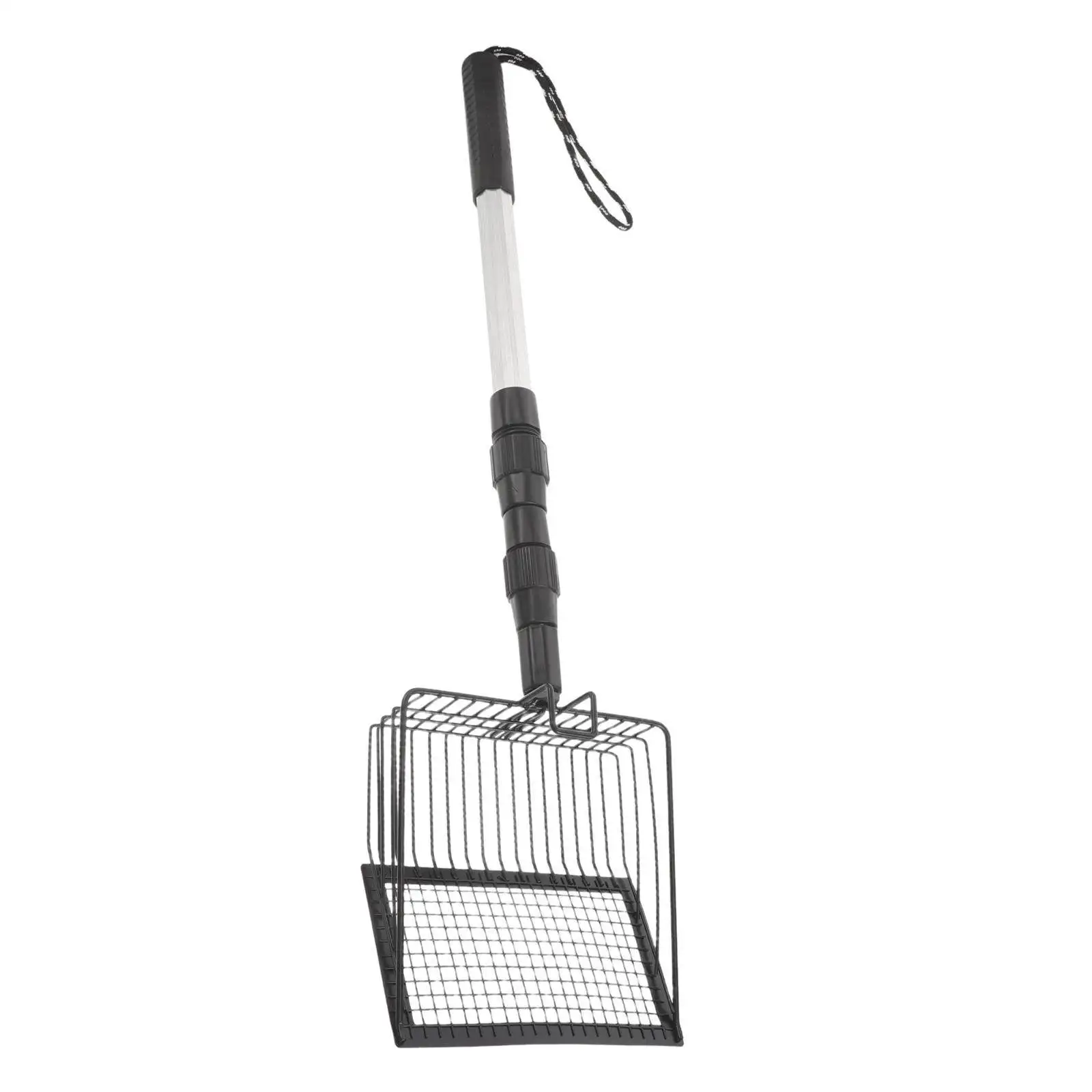 Long Handle Fireplace Ash Sifter Hollow Metal Coal Shovel 3-Section Adjustable Handle Heat Resistant Charcoal Shovel Scoop Wood