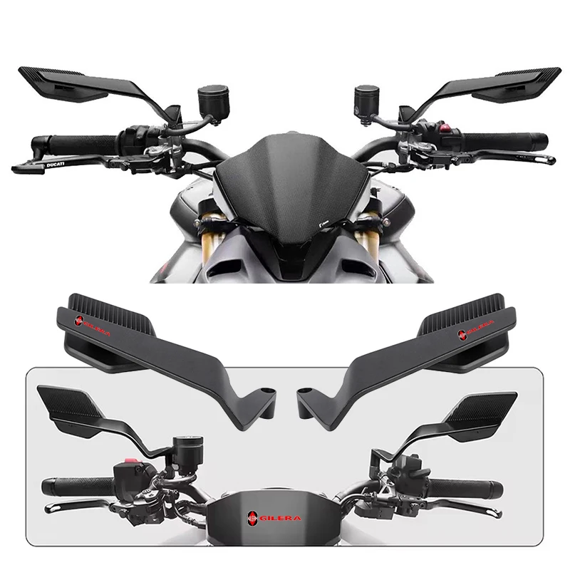 Espejo sigiloso para motocicleta, espejos ajustables con alas de viento para Gilera GP800 Fuoco Nexus 500 Runner 50 125 200, accesorios