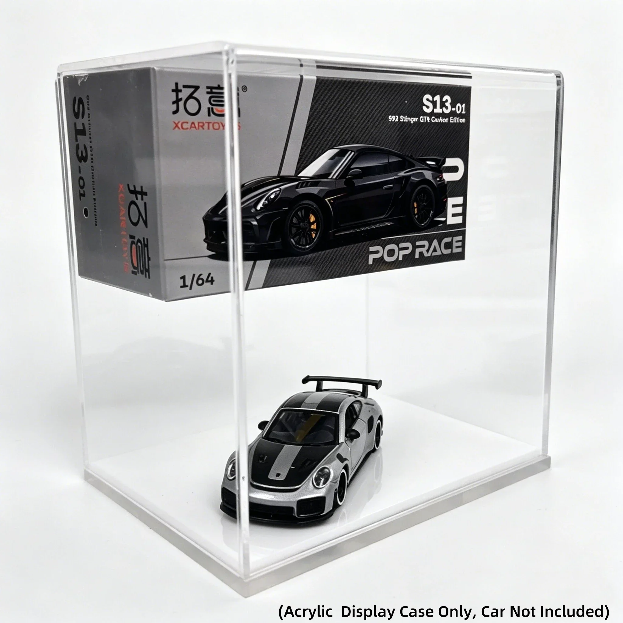 1:64 Acrylic Display Case for POP RACE – One-Piece, No Assembly – Inner 10.5x7.9x11.1 cm – Box Only, No Car