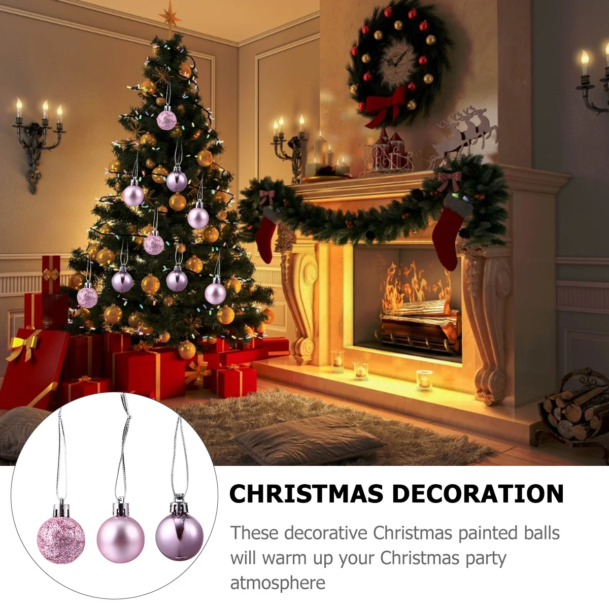 

48Pcs Christmas Ball Ornaments Plastic Xmas Tree Hanging Balls Lightweight Reusable Holiday Party Decoration Hanging Decor