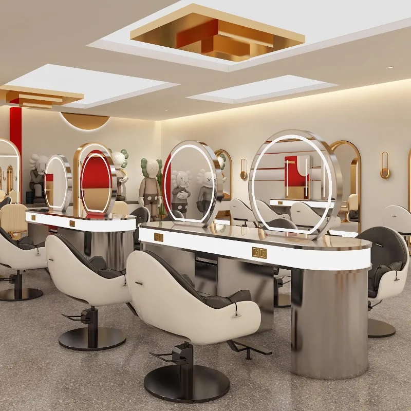 Internet celebrity perm and dyeing table trendy mirror table hairdressing mirror barber shop cabinet integrated with cabinet hai