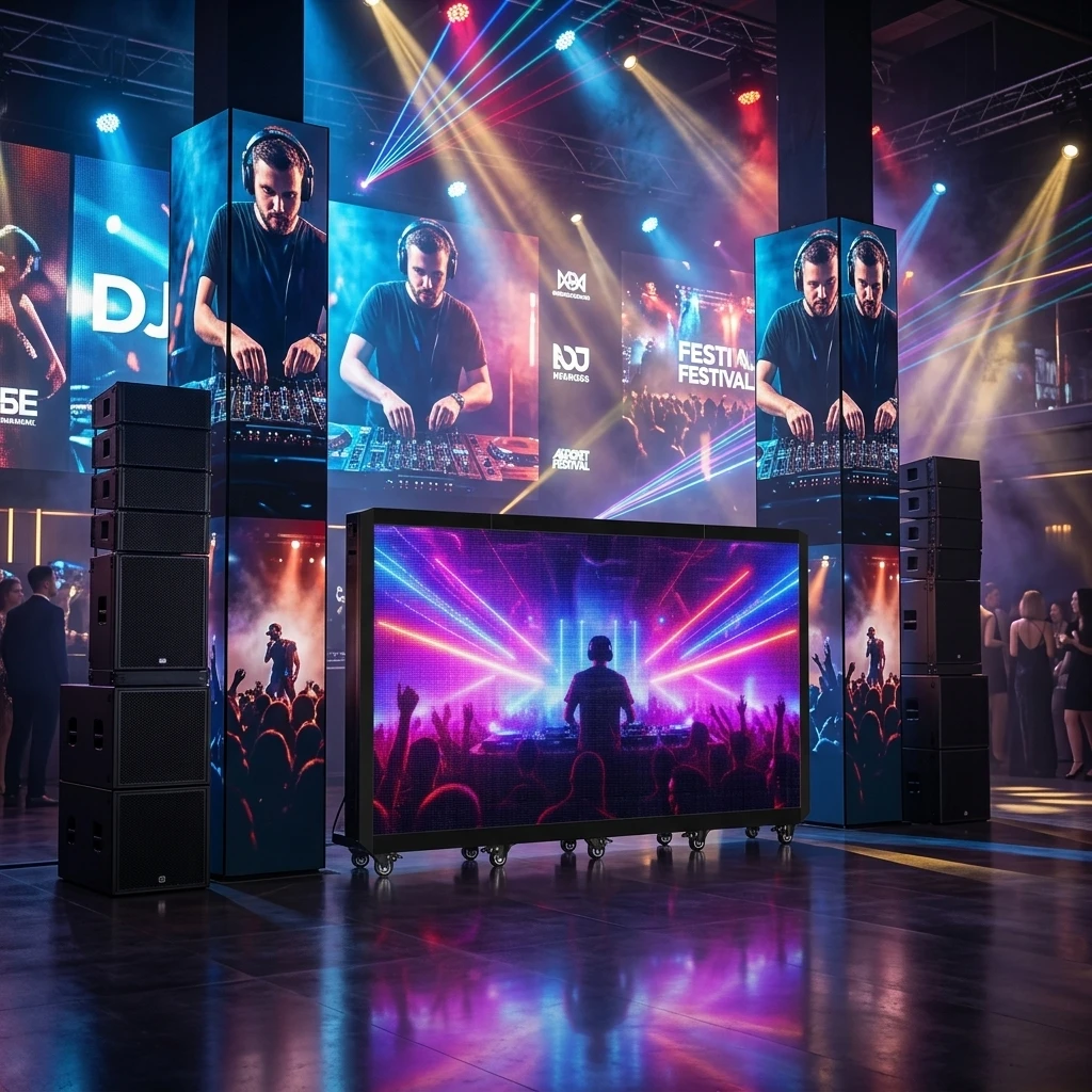 Folding Mobile Dj Booth Facade Stand Portable Foldable Led Dj Cabinet Booths Led Screen Display For Club Music Festival Disco