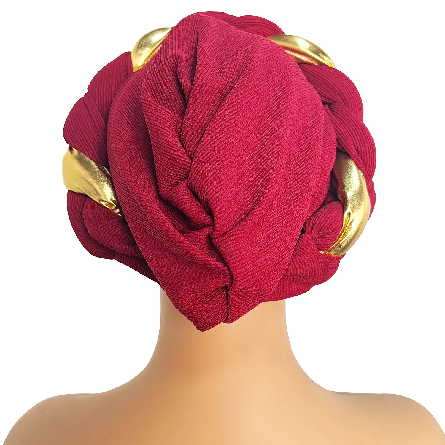 Elegante Turban Kappe Frauen Headwrap Motorhaube Afrikanische Dame Kopf Wraps Muslimischen Turbane Hut Abend Party Autogele Kopfbedeckung – Detail 5