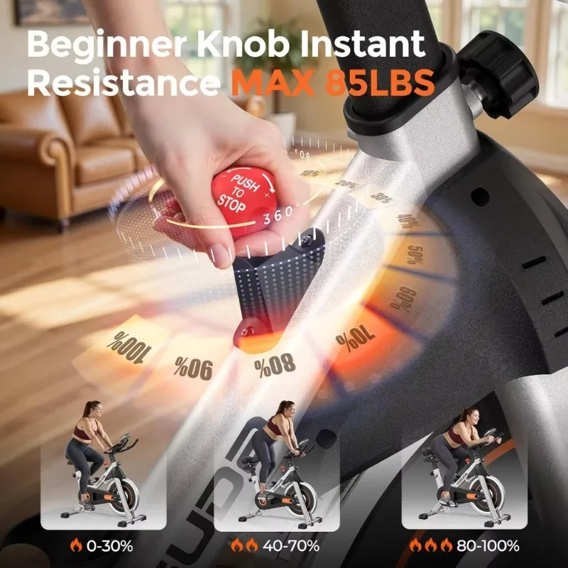 Magnetic Indoor Cycling Exercise Bike With App, 300lb Capacity & Brake Pad For Home