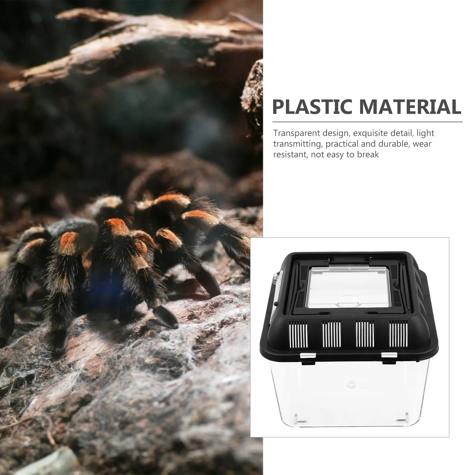 

Portable 20x20x17cm Acrylic Reptile Breeding Box Transparent Durable Ventilation Hole Spider Frog Snake Pet Feeding Case Storage
