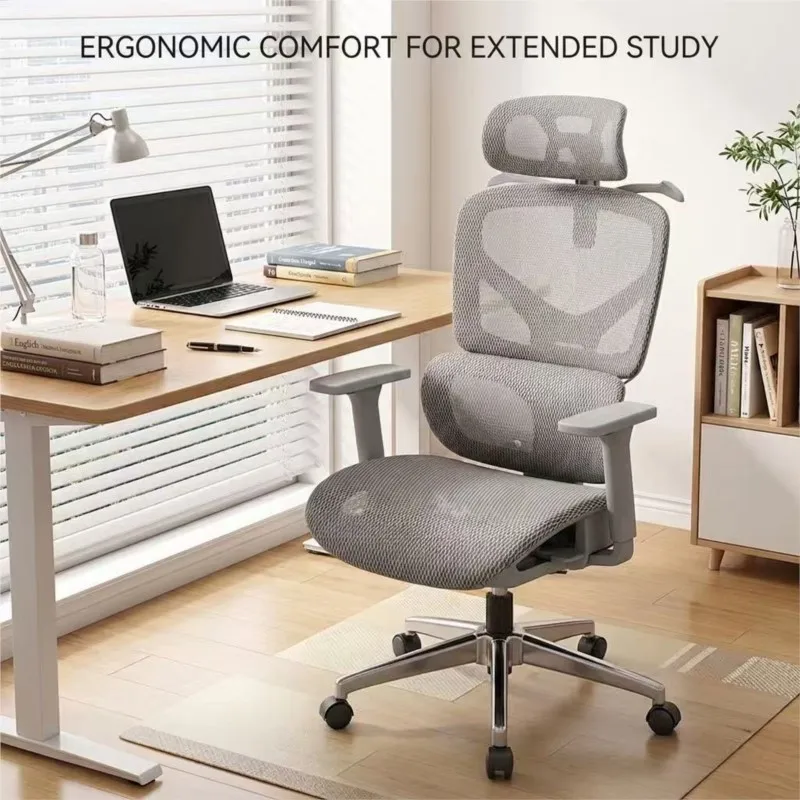 Mesh Office Swivel Chair High Back Desk Chair With Adjustable Headrest And Lower Back Support- Full