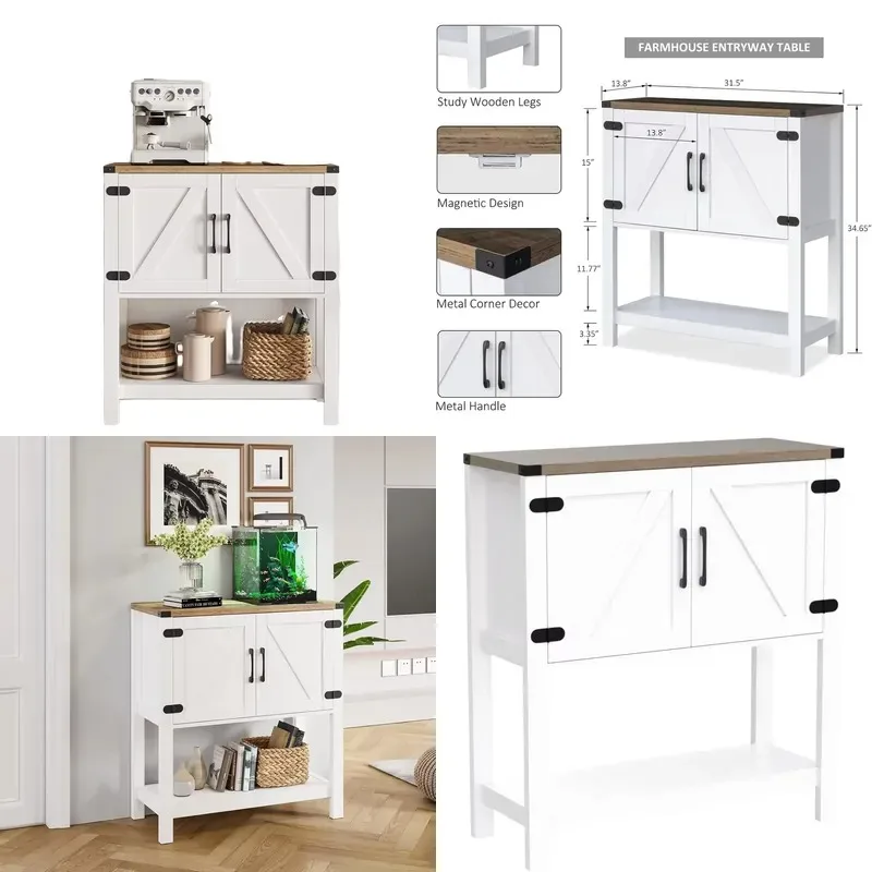Modern Wooden Entrance Table Coffee Bar Sofa Cabinet with 2 Storage Drawers for Foyer Corridor White