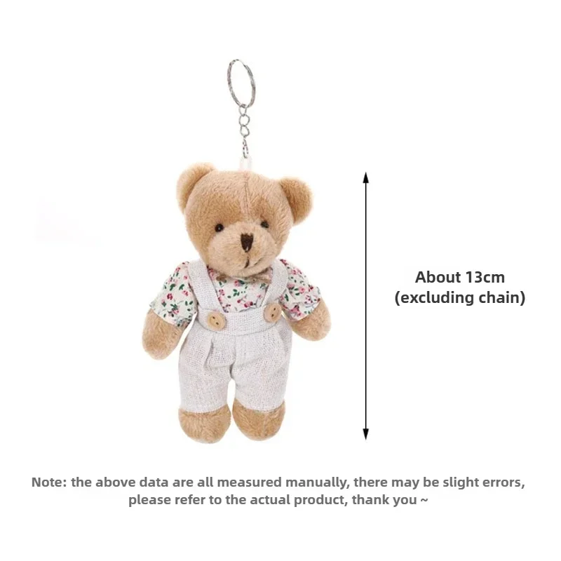 11cm Little Bear Plush Stuffed Toys Cute Wear Clothes Couple Cartoon Bear Keychain Doll Backpack Car Bag Wedding Decor Kid Gift