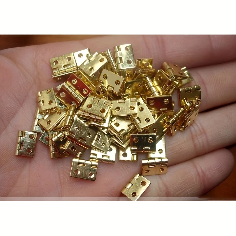 50pcs Mini Hinges Retro Hinges With For Wooden Box, Jewelry Chest Box Cabinet DIY Accessories, 8mm*10mm Folding Butt