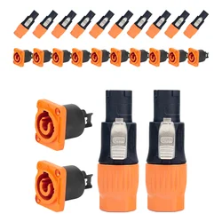 3Pins IP65 Waterproof Orange Canon Power Aviation Socket stage beam light three-core power cord led display 20A Aviation plug