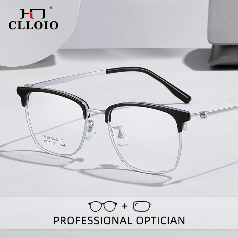 

CLLOIO New Fashion Alloy Reading Glasses Blue Light Blocking Matte Eyebrow Frame Myopia Prescription Glasses Progressive Eyewear