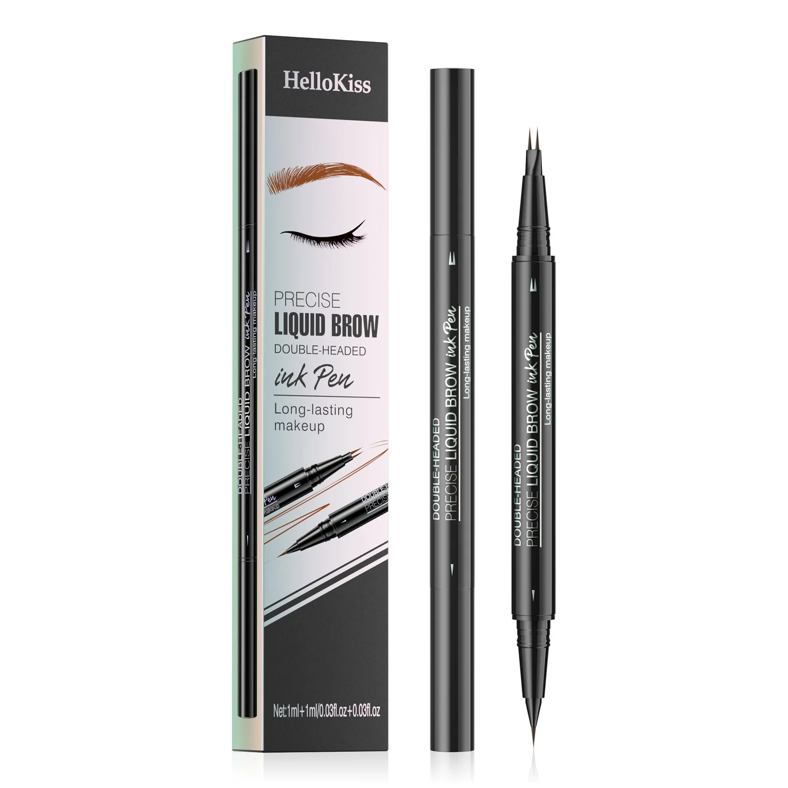 Dual-Ended Forked Tip Eyebrow Pencil with Brush 2-in-1 Waterproof and Smudge-Proof Double-headed 2in1 Eyebrow Pencil Liquid