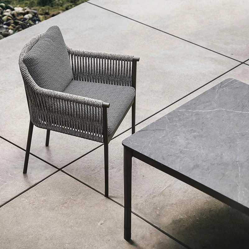 #Outdoor Leisure Aluminum Alloy Tables And Chairs Courtyard Hotel Villa Patio Swimming Pool Waterproof And Sunscreen Long Table