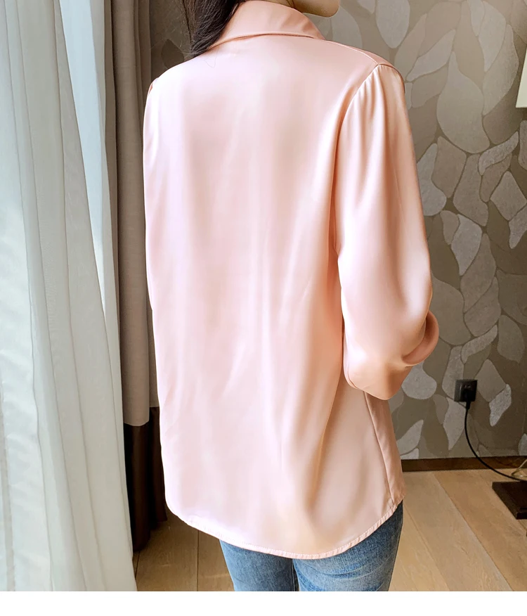 Chiffon Long-Sleeved Shirt Women\'s Spring Korean Fashion Top Temperament Long Sleeve Solid Single-Breaste Office Lady Blouse