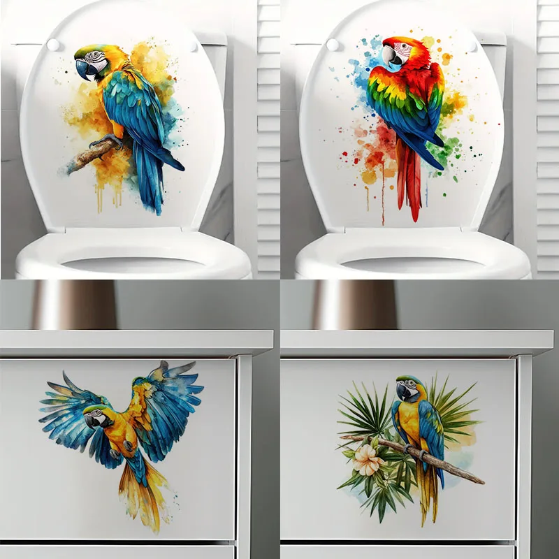 Gorgeous Parrots  Self-Adhesive Wall Decal - Removable, Reusable PVC Sticker for Kitchen & Living Room Decor