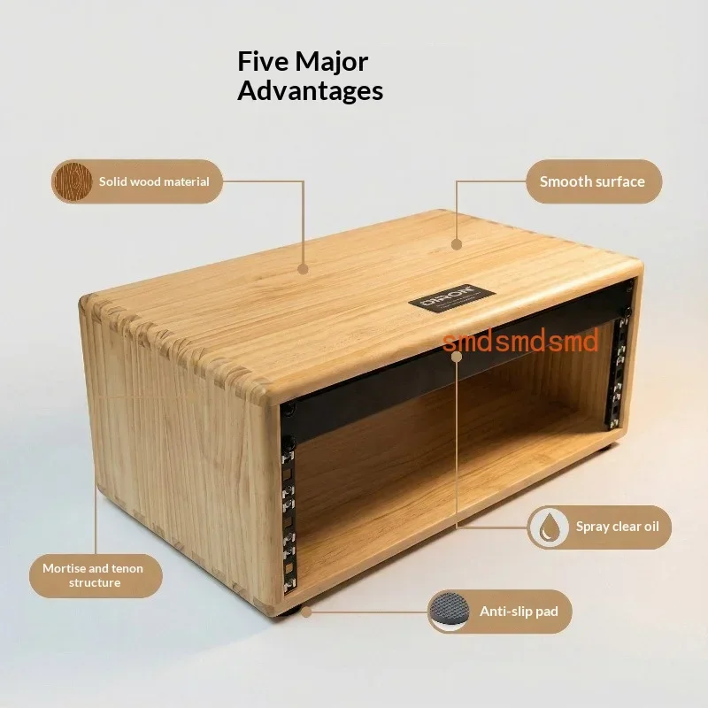 Solid Wood Audio Rack, 18mm Hardwood, 4U 6U, Mortise-Tenon Joint, Anti-Slip Pads, Smooth Oil Finish, for Studio Stage Home HiFi