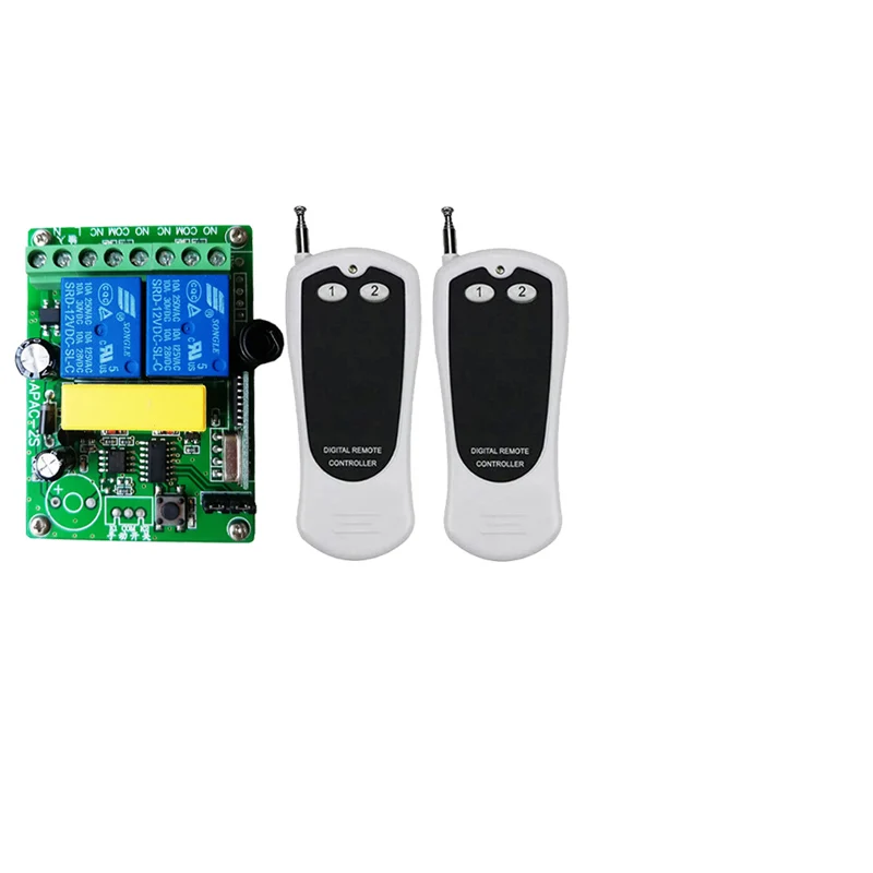 

1000m 433Mhz Remote Control Switch Universal Wireless AC 110V 220V 2CH RF Relay Receiver Controller For Light Door Garage Open