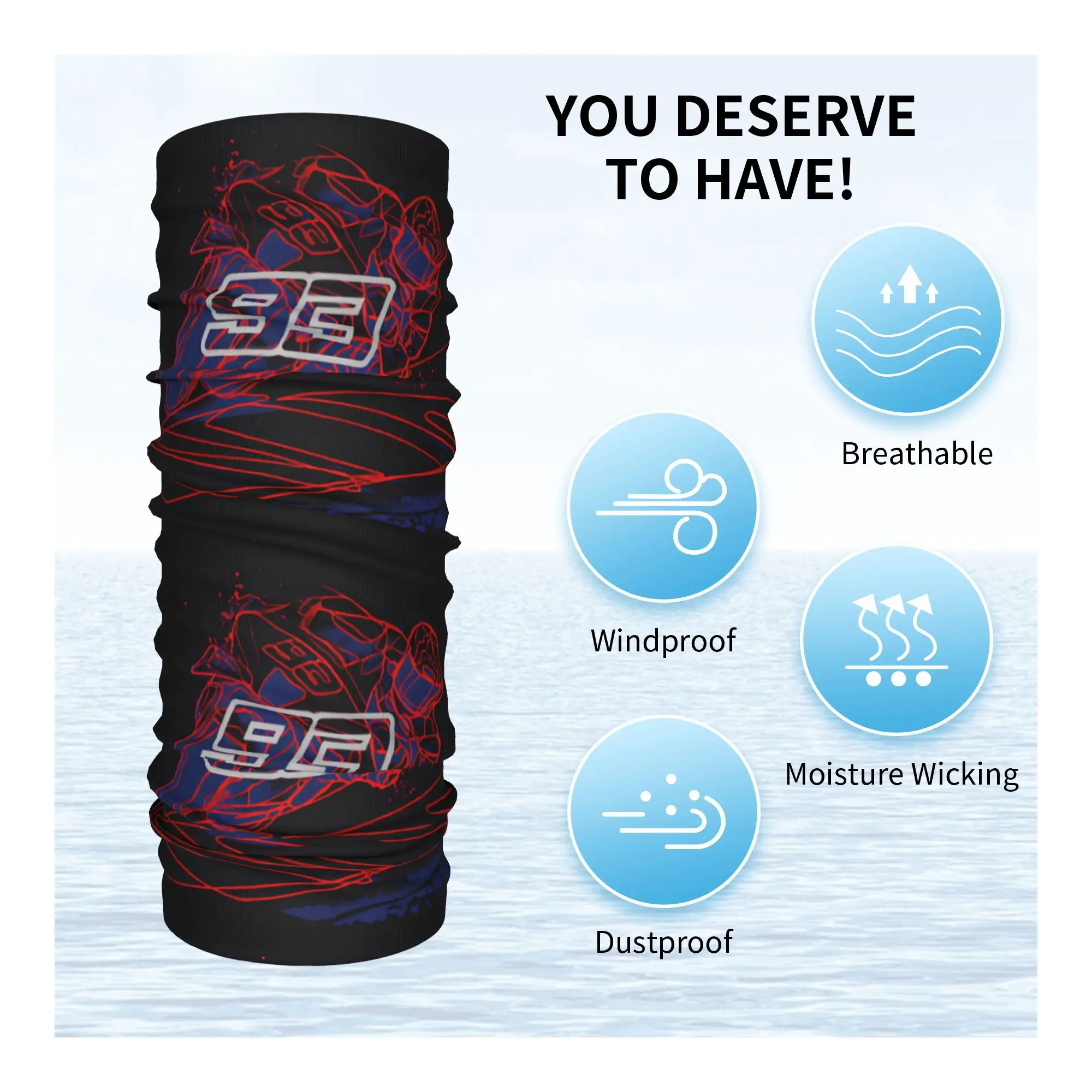 مخصص 93 تصميم M-Marcs باندانا الرقبة الجراب للمشي الصيد التفاف وشاح دراجة نارية سباق متحمس عصابة رياضية للرأس أكثر دفئا