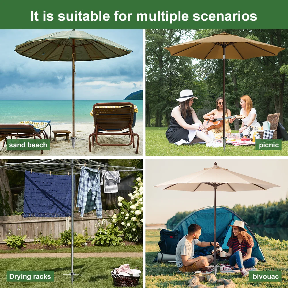 مظلة الشاطئ مرساة رملية بدون حفر مظلة معدنية حامل مرساة أرضية رملية للشاطئ شديدة التحمل لقاعدة مظلة الفناء #4