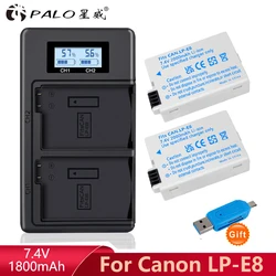 PALO LP-E8 LP E8 LPE8 1800mAh camera Battery + LED Dual Charger for Canon EOS 550D 600D 650D 700D x7i x6i x5 x4 T2i T3i T4i T5i