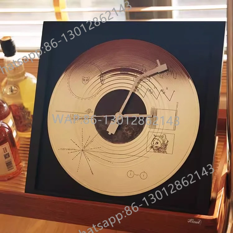 voyager-1-cosmic-cat-gold-record-wall-clock-painting-bar-modern-light-luxury-home-decoration-painting-clock