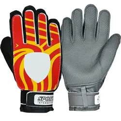 Professional Goalkeeper Gloves Team Logo Child Kids Football Soccer Goalie Gloves Non-slip Thicken Latex Glove Finger Save Guard