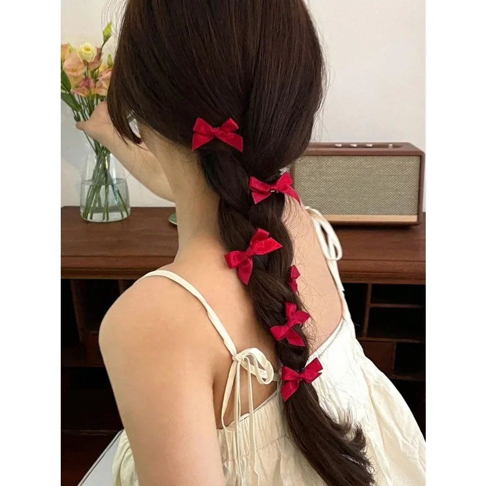 8/20pcs Ballet Style White Butterfly Hair Clips Women Mini Ribbon Bow Accessories Sweet Lovely Hairpin Girls Fringe Side Clips