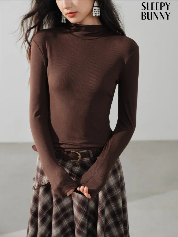 

Modal Turtleneck Knit Top Women Soft Slim Thermal Base Layer Elegant High Neck Long Sleeve Shirt Stretchy Warm Innerwear Winter