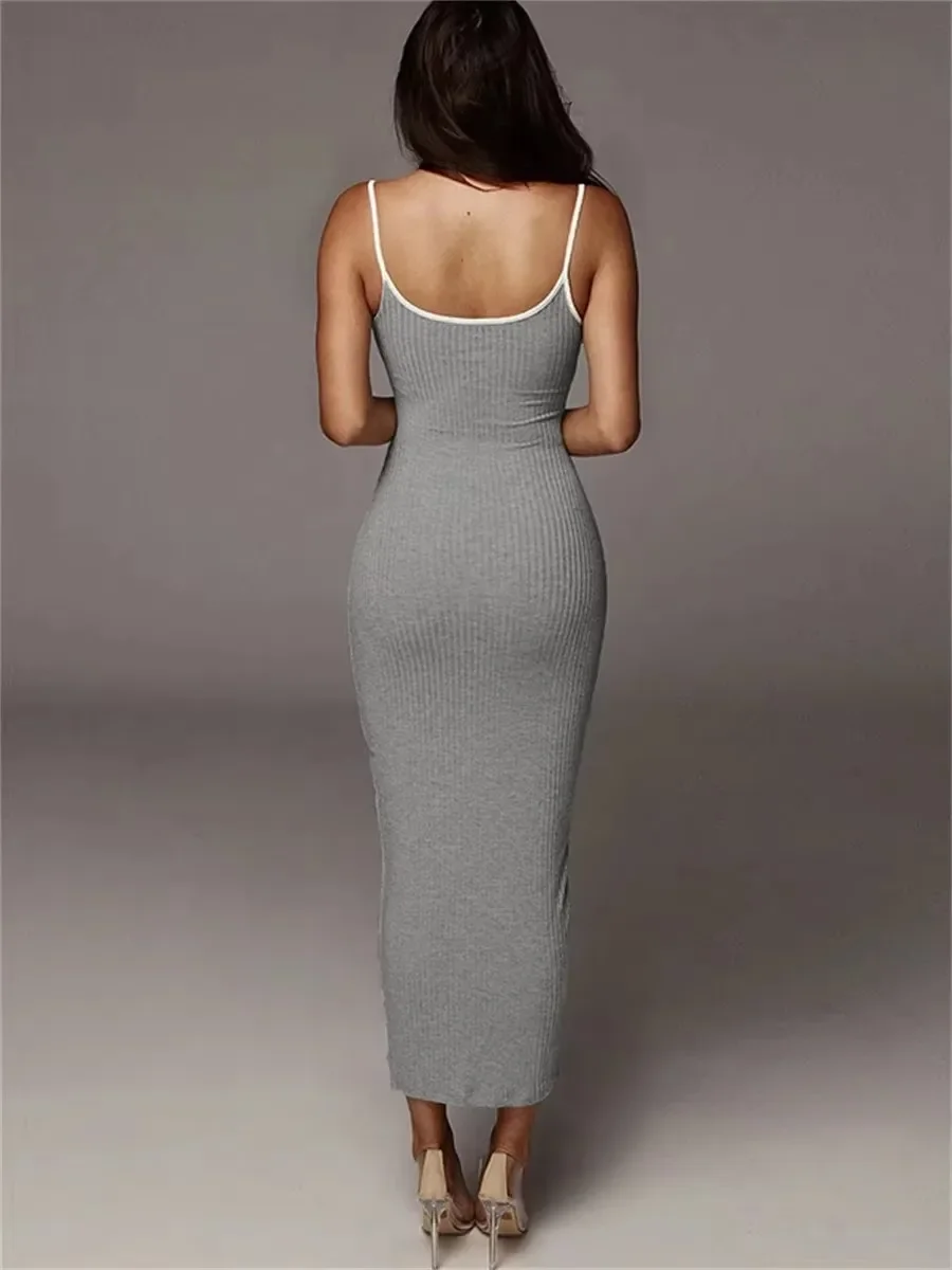 Women's summer style pit striped knitted camisole dress, women's sexy exposed backpack hip dress