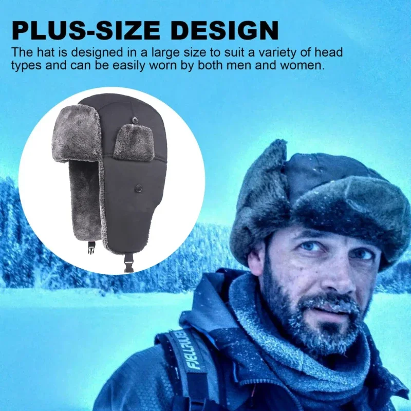 Men's Winter Velvet Padded Lei Feng Hat Windproof Waterproof Warm Ear Protection Hat Outdoor Camping Riding Hunting Warm Hat