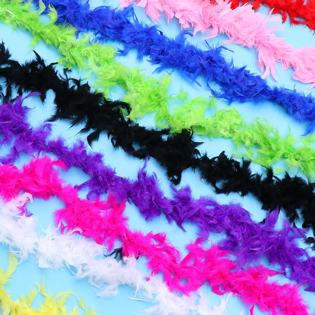 

9Pcs 40G Colorful Natural Turkey Boas Soft Lustrous Party Costume Accessory for Masquerade Birthday Theme Decor DIY