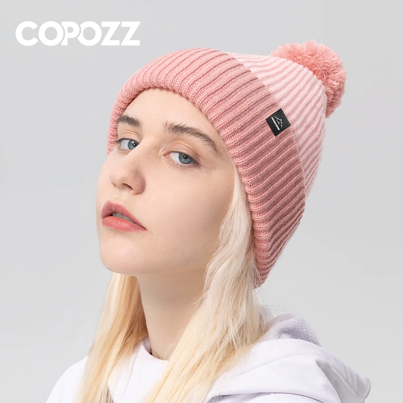 COPOZZ New Winter Hat Unisex Fashion Warm Hats Beanie Caps Ski Knitted Rib Hats Snowboard Cap for Men Women Thick Casual Cap