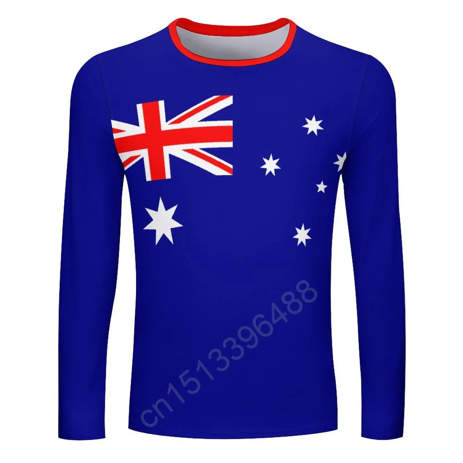 

Флаг Австралии 3D Мужская женская футболка с круглым вырезом Повседневная футболка с длинным рукавом Модный пуловер Трендовая мужская одежда