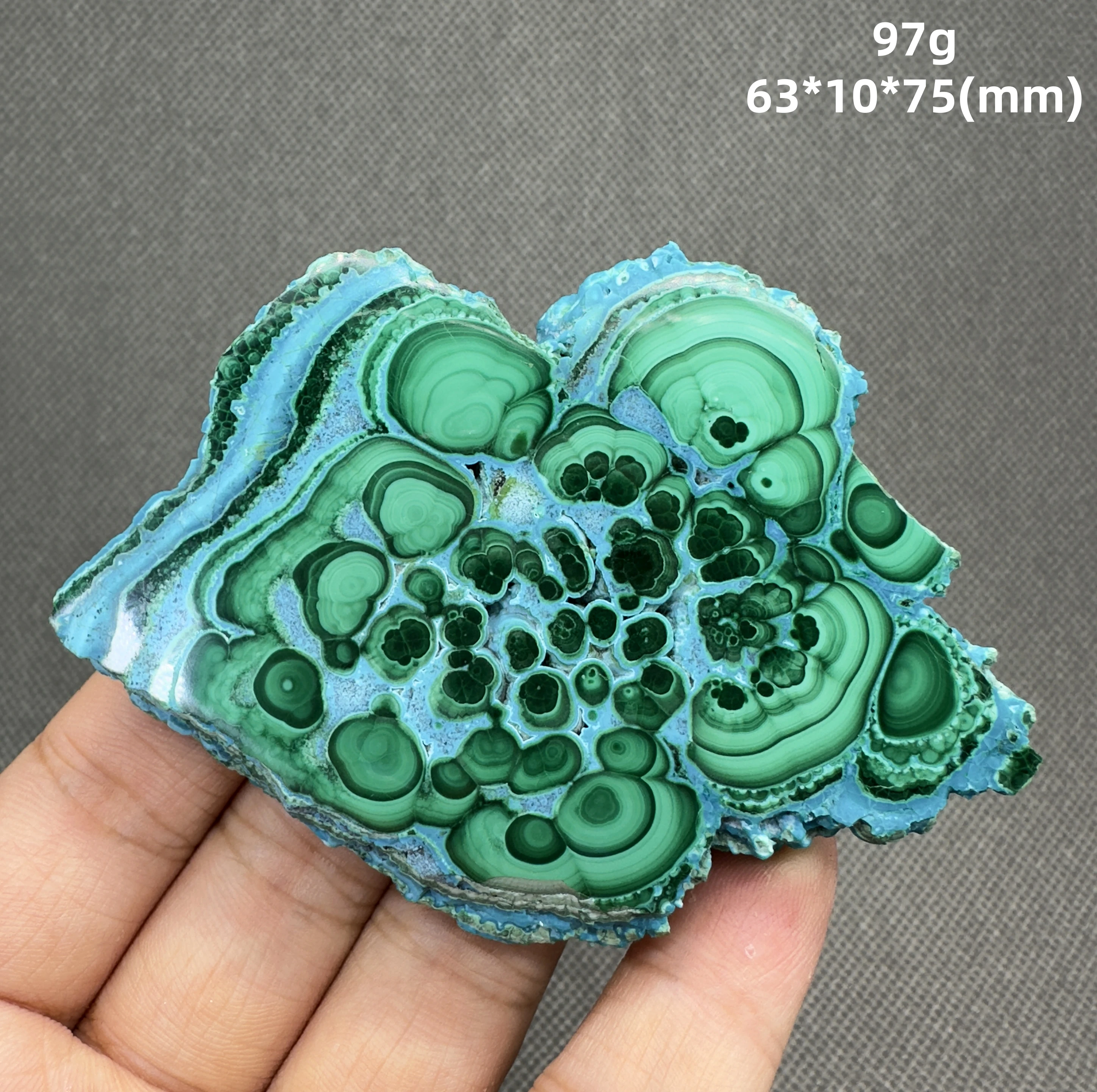 Tranches de Malachite Naturelle et de Chrysocolle en Symbiose, Spécimen Minéral + Cristaux et Pierres de Quartz Thérapeutiques, Gemmes et Roches