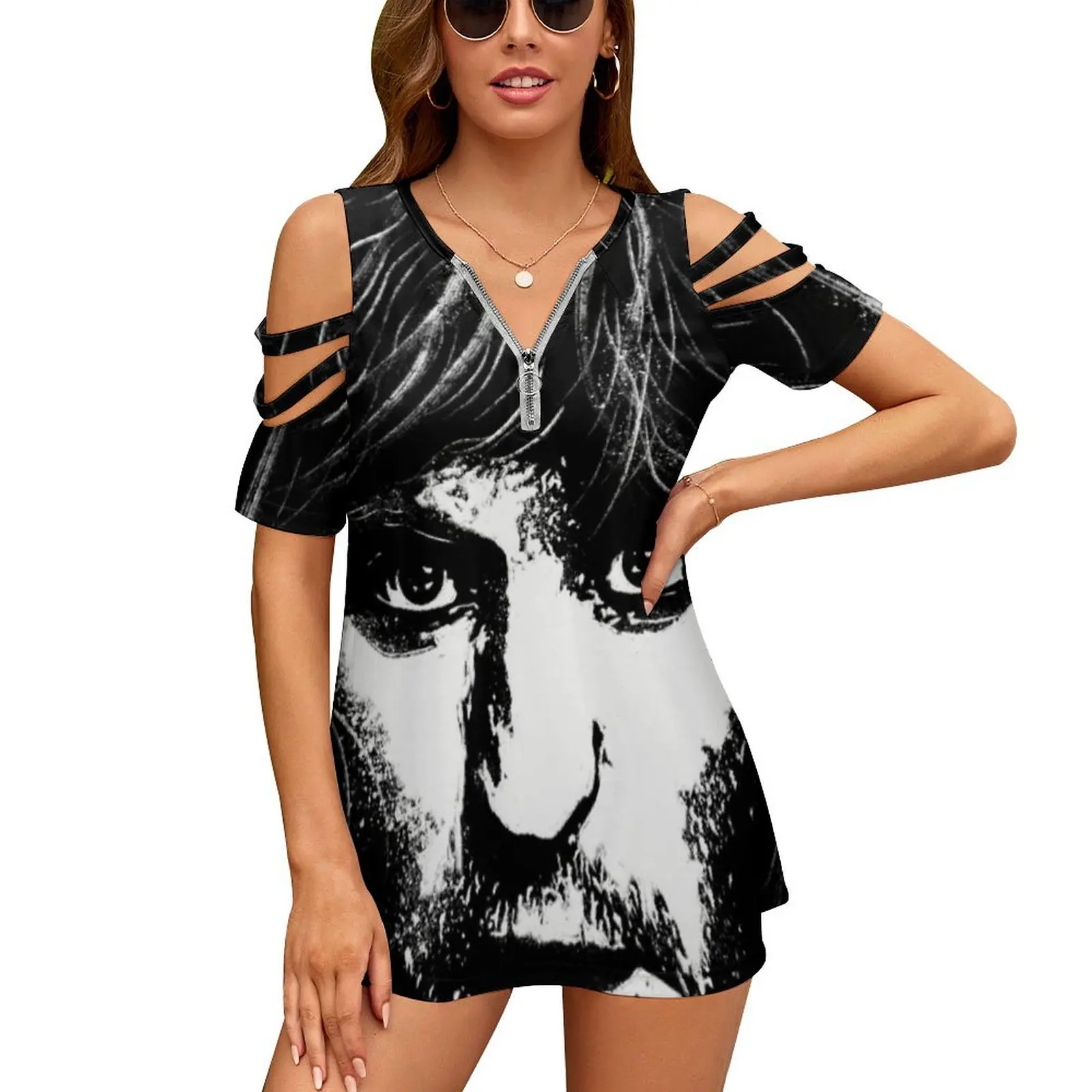 Portrait Of Noel Fielding Woman's T-Shirt Spring And Summer Printed T Shirts Various styles T-shirts Noel Fielding