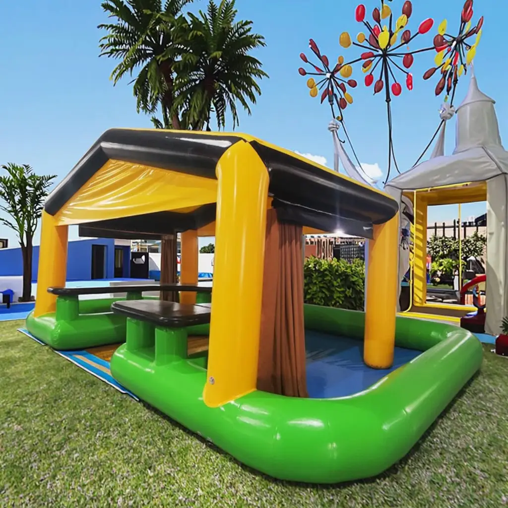 Inflatable Pool Bar for Adults Inflatable Floating Pool Bar with Swimming Pool for Backyard Party Spot