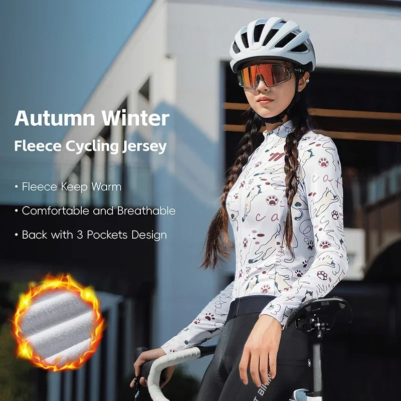 

WEST BIKING Women's Cycling Jersey Long Sleeved Winter & Autumn Fleece Soft Warm Windproof Bike Jacket Running Hiking Clothing