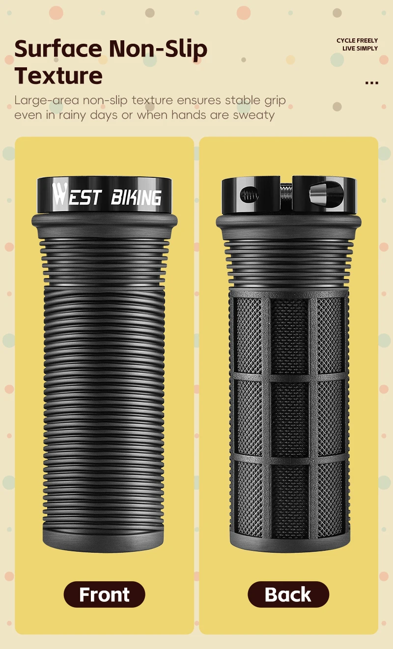 WEST BIKING Kinder-Fahrradgriffe TPR Rutschfest Stoßdämpfend Kinder-Fahrradlenker-Abdeckung 22,2mm Standarddurchmesser MTB-Griffe – Detail 7