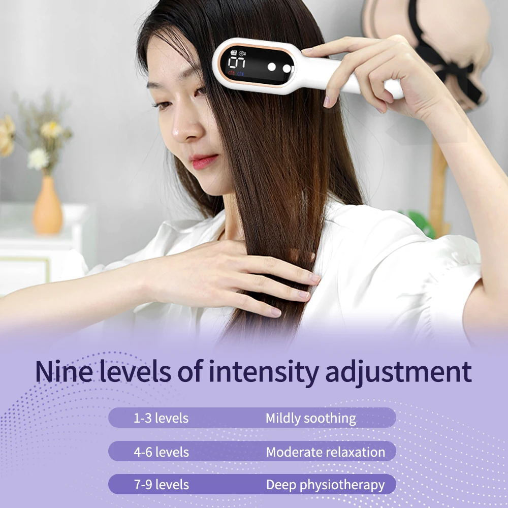 Electric Laser Hair Growth Comb Anti Hair Loss Therapy Comb Infrared RF EMS Nano LED Red Light Vibration Massage Hair Care Brush