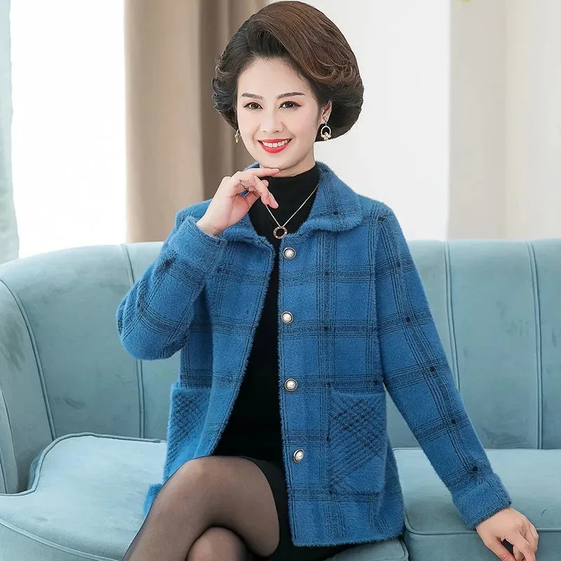 Autumn Winter Women's Coat Imitation Mink Velvet  Female Outerwear Lapel Single-Breasted Jacket 2022 New Mom Keeps Warm Top