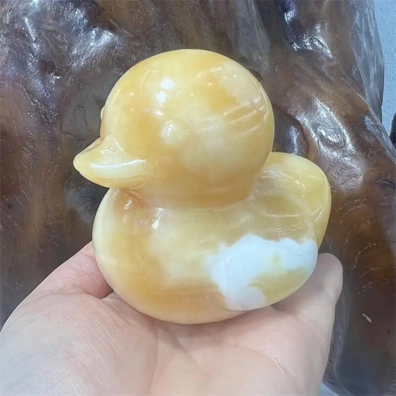 

Natural Yellow Calcite Duck Hand Made Carved Crystal Craft Home Decoration Accessories Room Decor 1pcs