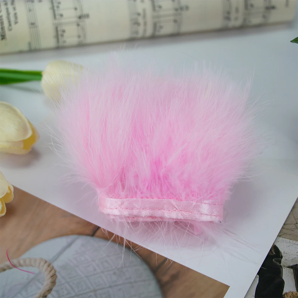 Natural Turkey Marabou Feather Trim 8-10cm 2Meter Fluffy Feather Fringe for DIY Craft Sewing Costume Wedding Party Home Decor 4
