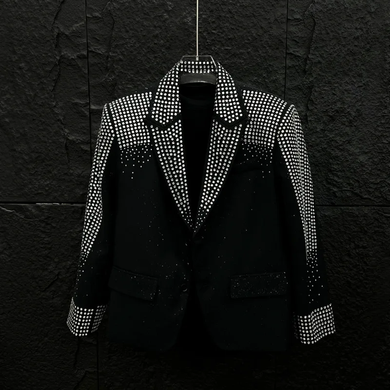WVGA Spring Autumn New Man High-end Heavy Hot Diamond Trendy Blazer Niche Stylish Starry Design Shoulder Padded Coats Ins W20308
